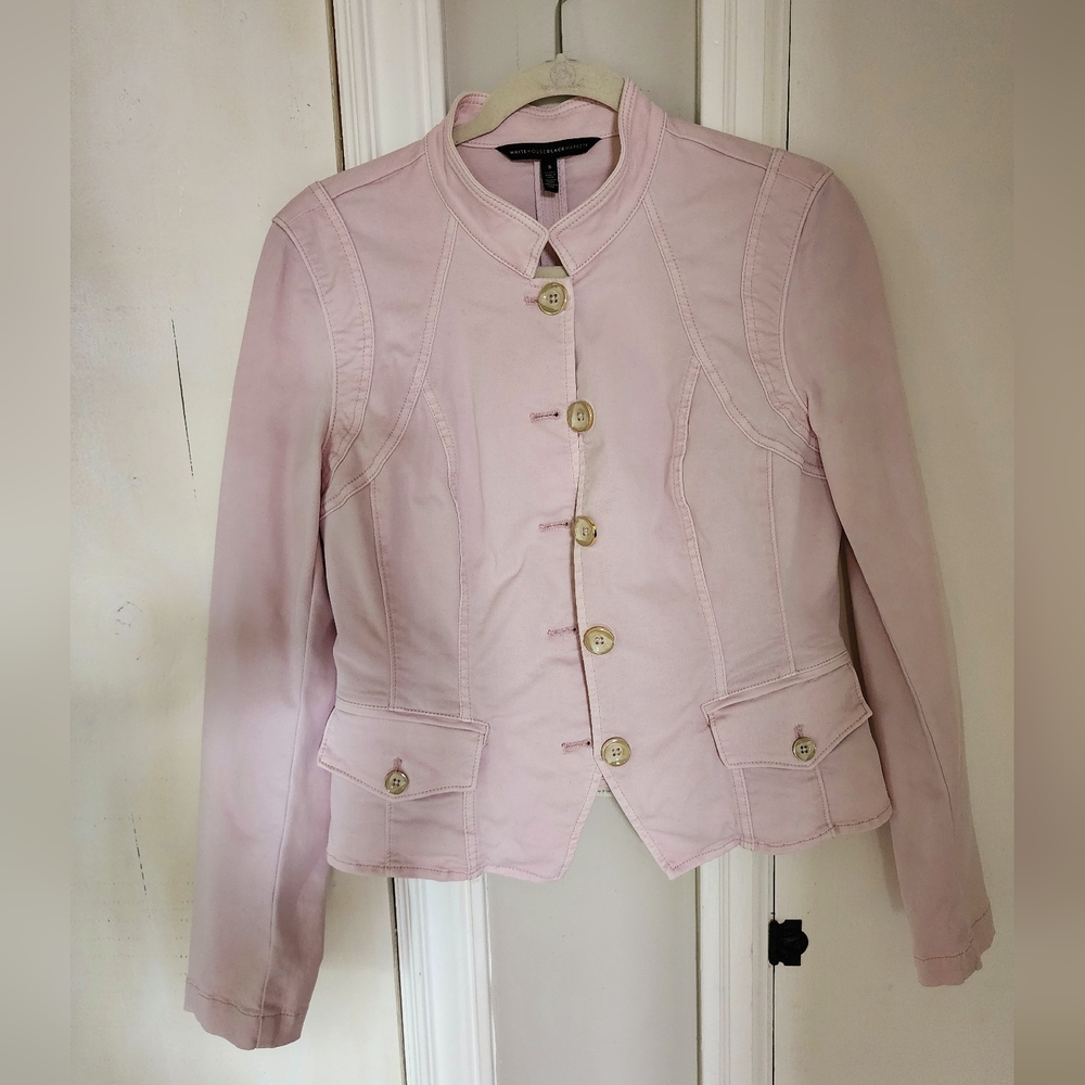 NWOT WHBM light pink military style button up jacket
